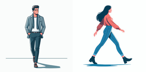 Fototapeta premium vector image of a man and a woman walking