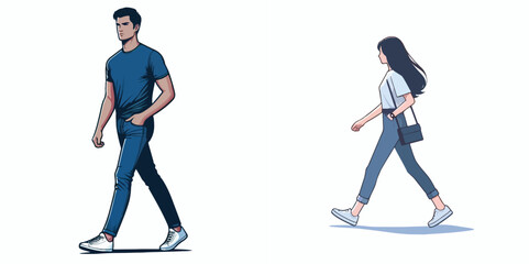 Fototapeta premium vector image of a man and a woman walking