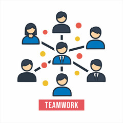 Teamwork and Collaboration Vector Illustration with Connected Business People