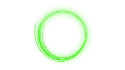 Green Light Twirl. Half Curve Green ring light effect. Abstract luxury Green light vector flare semicircle and spark light effect. Glowing Green circle  isolated cutout