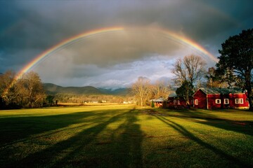 Rainbow over a rural landscape