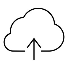 アップロードのアイコンイラスト:雲（線画）003