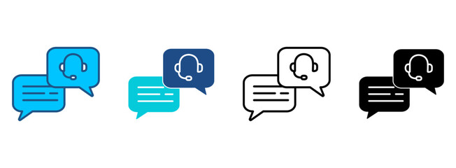 Online Chat Icon Set With Multiple Styles. Vector Illustration