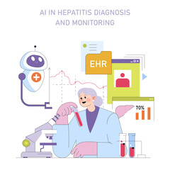 AI in Hepatitis Diagnosis with Laboratory Vector Illustration