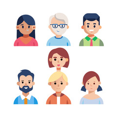 People icons avatar set with different style and character vector illustration