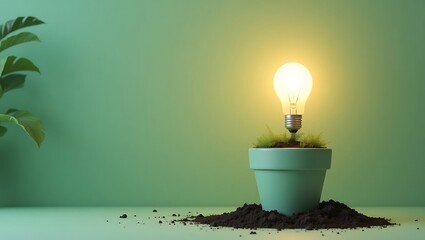 Light bulb growing in pot concept for innovation and creative ideas