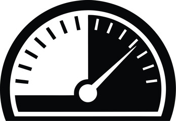 Speedometer icon, dashboard gauge silhouette, vehicle meter graphic, analog dial vector, car speed symbol