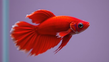 Fototapeta premium Red Betta Fish Swimming Aquarium