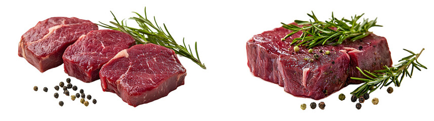Fototapeta premium Raw venison steak isolated on a transparent background