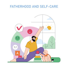 Mens Health Month. Flat Vector Illustration