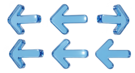 Six translucent blue arrows pointing left and right on a white background depicting choices and decisions