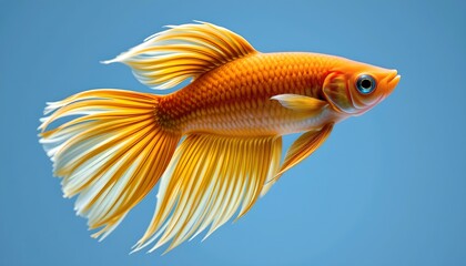 Fototapeta premium Vibrant Goldfish with Large Fins Aquarium