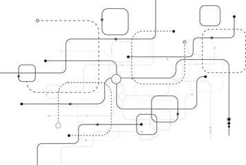 Abstract futuristic black technology background. Technology background with crossed lines and dots.