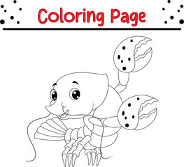 Obraz premium Lobster coloring page. Sea animal black and white for kids.
