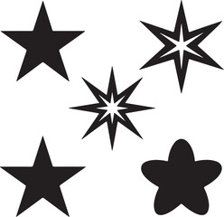 Obraz premium Five black star shapes on white background stars