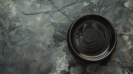 cup of soy sauce on dark textured background