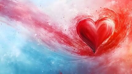 Fototapeta premium Vibrant Red Heart Shaped Explosion of Color and Energy