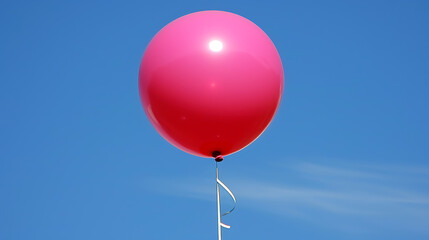 Pink balloon against the blue sky with copy space for your text.