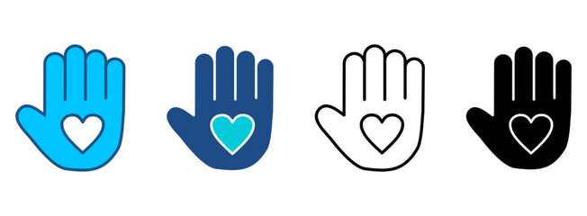 Charity Icon Set With Multiple Styles. Vector Illustration
