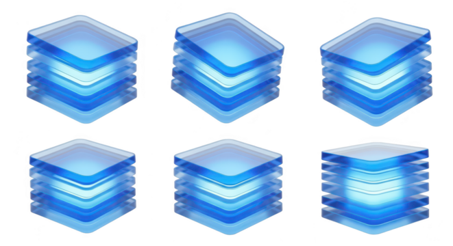 Isometric blue data server stacks isolated on white depicting digital storage & processing suitable for IT cloud computing technology concepts
