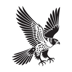 A hawk in mid-flight with powerful wings outstretched—symbolizing focus, strength, and freedom. Vector illustration design.