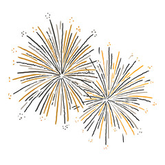 Fototapeta premium Elegant hand-drawn illustration of bursting golden fireworks, a festive symbol for celebrating New Year's Eve, national holidays, and joyful achievements. 