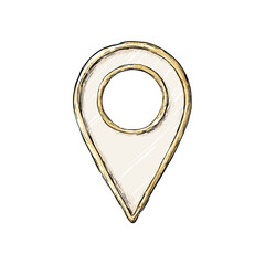 Minimalist hand-drawn map pin icon with a crayon texture, a clean and simple symbol for marking a destination, travel point, or a specific geographic location.
