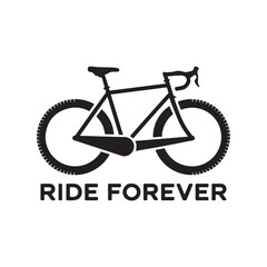 Minimal black bicycle with “Ride Forever” slogan—perfect for cyclists and road lovers. Vector illustration design.