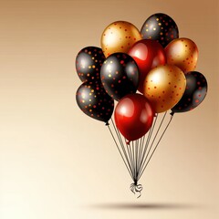 Festive Balloons in Black, Gold, Red, and Yellow for Celebrations