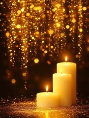 Warm Candlelight Glow with Sparkling Golden Background Effect