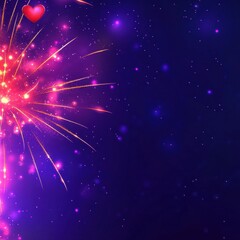 Vibrant Firework Display with Heart Shape Over a Dark Background