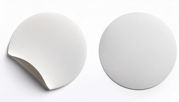 blank white round paper sticker label isolated