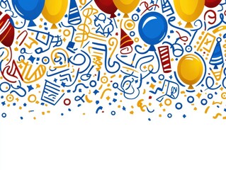 Colorful Party Background with Balloons and Festive Decorations