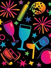 Vibrant Celebration Background with Drinks and Festive Elements
