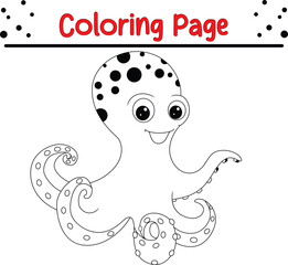 octopus ocean animal coloring book page for kids