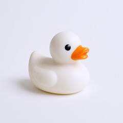 Classic White Rubber Duck with Orange Beak on White