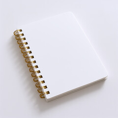 Blank Spiral Notebook with White Pages on White Background