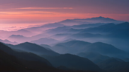 Obraz premium Majestic mountains under soft morning light.