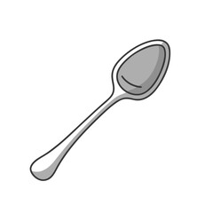 Simple silver spoon with black outline and shading utensil kitchen