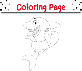 Shark sea animal coloring book page