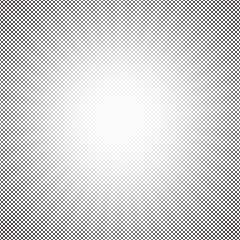 Radial halftone dots. Spotted and dotted stains gradient background. Concentric comic texture with fading effect. Black and white rough gritty wallpaper. Grunge monochrome geometric backdrop. 