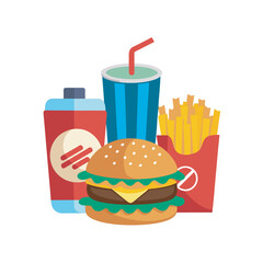 Delicious Burger French Fries and Soft Drink Combo Meal for a Satisfying Treat