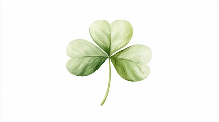 Delicate Shamrock Leaf Illustration Against White Background