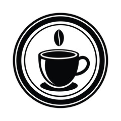 Vector art of black and coffee cup with bean icon isolated