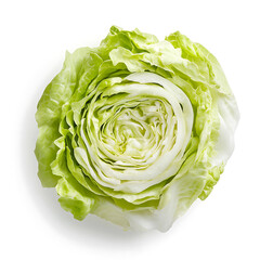 Fototapeta premium Fresh Green Lettuce Head Isolated on White Background