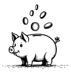 Piggy Bank with Flying Coins