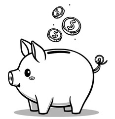 Piggy Bank with Flying Coins