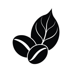 Vector art of coffee beans and leaves, isolated
