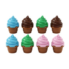 Set of Colorful Plastic Ice Cream Cone Toys-8 ice cream in a set.