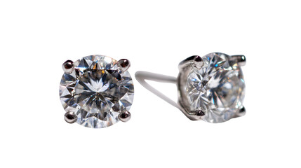 Diamond Stud Earrings, isolated on transparent background